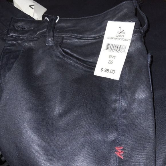 $98 Warp + Weft JFK Skinny Jeans Dark Navy Coated Stretch Denim Size 2 26x28 NWT - Picture 10 of 11